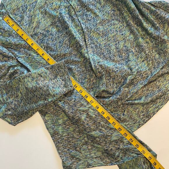 Coldwater Creek Faux Wrap Top Womens Size 1X Green Floral Long Sleeve Blouse - Picture 8 of 8